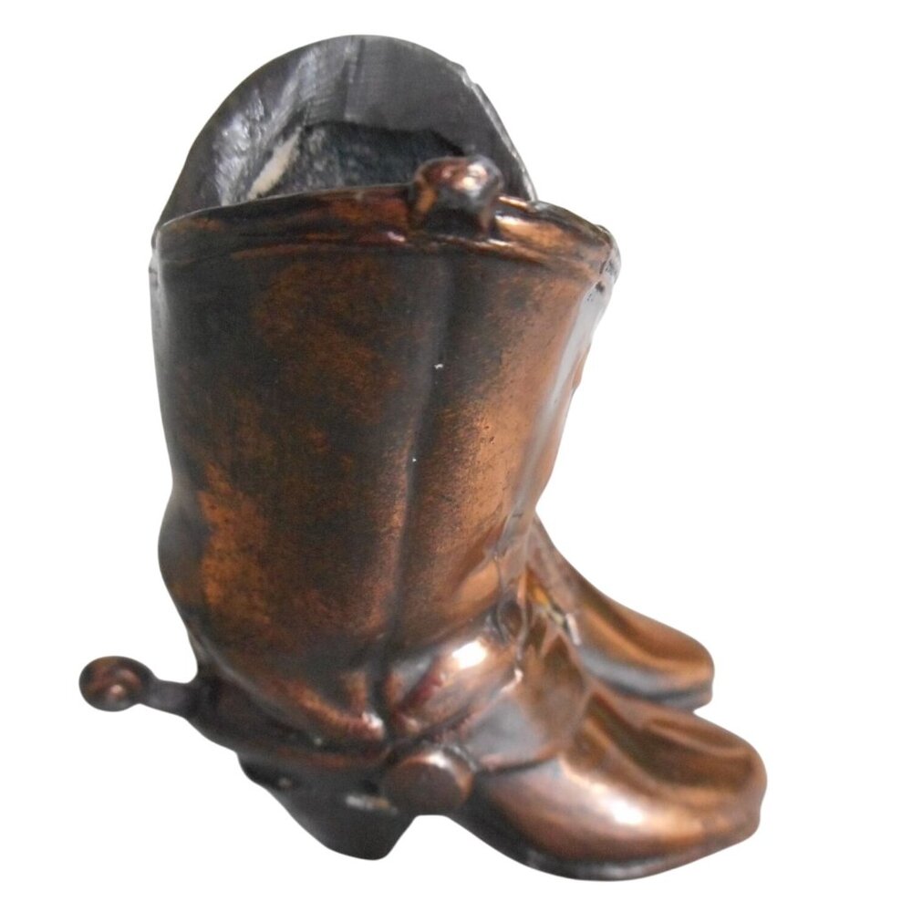 Vtg Metal Copper color Cowboy boots Figurine shelf sitter Niagra Falls Souvenir - Picture 5 of 7